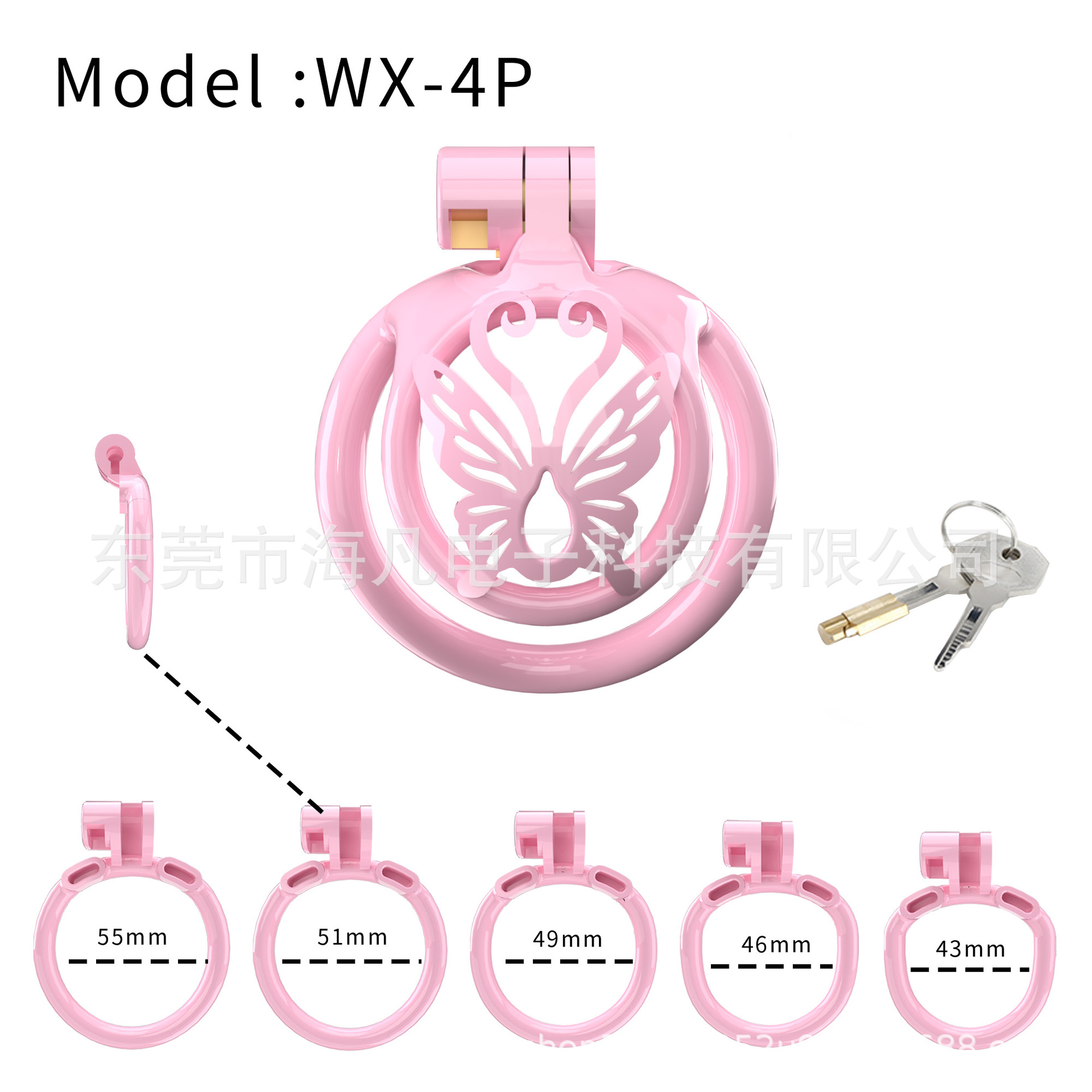 Butterfly Sissy Chastity Cage with 5 Rings -WeLovePlugs