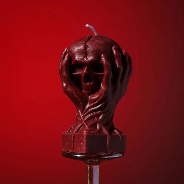Holding a Skull Sensual Candle – Gothic Low-Temperature - Red - image 2