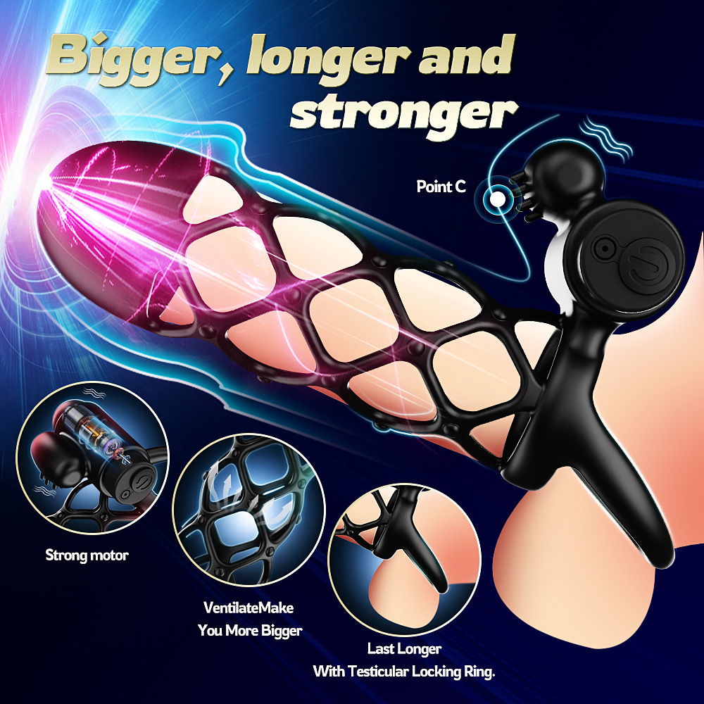 5'' Adjustable 10-Mode Vibrating Penis Sleeve - image 1