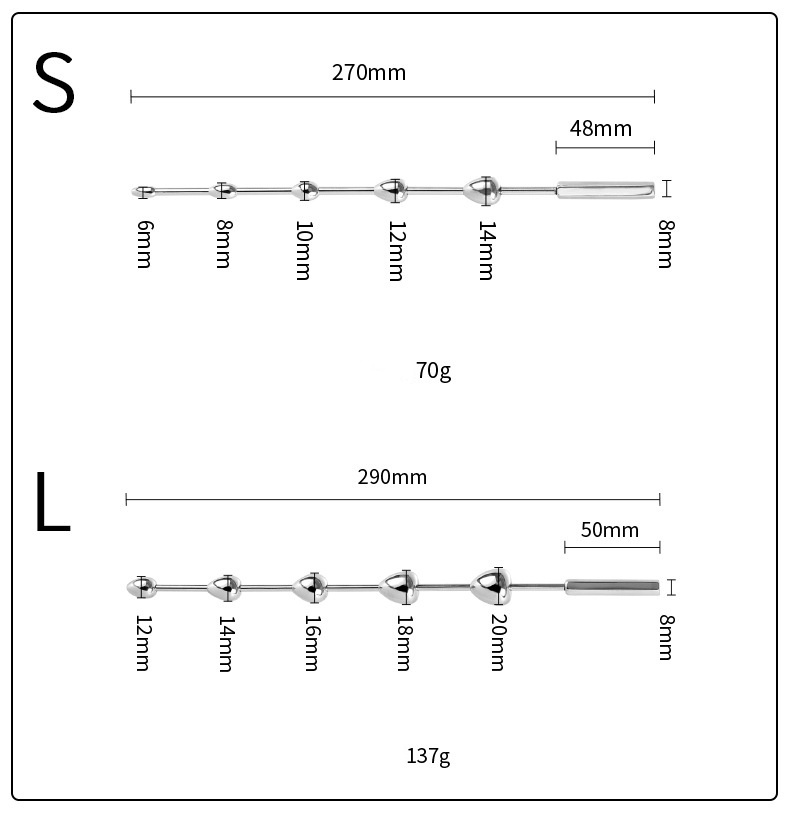 Stainless Steel Beaded Urethral Sounding Rod -WeLovePlugs
