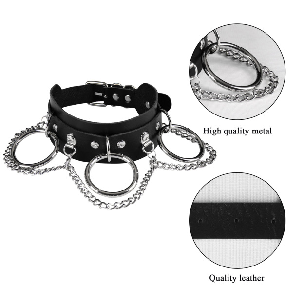 Unisex Punk PU Leather Rock SM Choker-WeLovePlugs