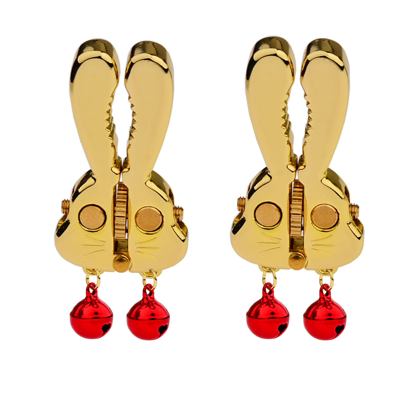Adjustable Bunny Nipple Clamps – Sensory Play with Bells & BDSM Gear Control-WeLovePlugs