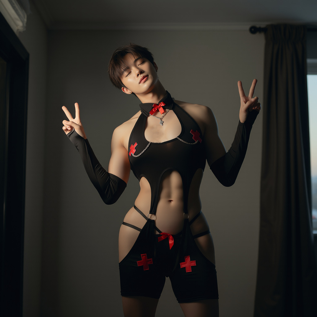 Tempting Cutout Bodysuit with Thong & Arm Sleeves - image 3