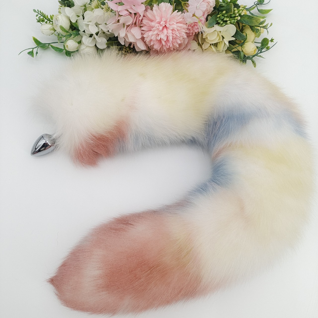 Candy Color Handmade Detachable Plug Fox Tail - 70cm - 70 cm Tail · 4.0 cm Plug - image 2