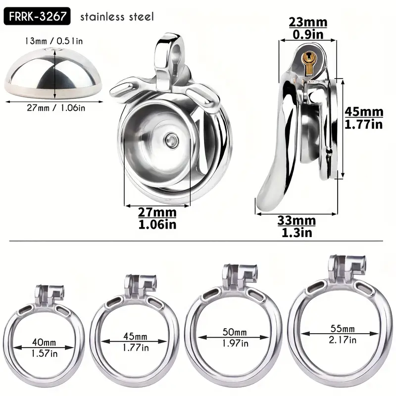 M-shaped Flat Stainless Steel Negative Inverted Chastity Cage Penis Lock Cage-WeLovePlugs