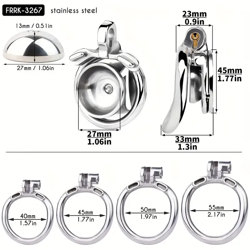M-shaped Flat Stainless Steel Negative Inverted Chastity Cage Penis Lock Cage-WeLovePlugs
