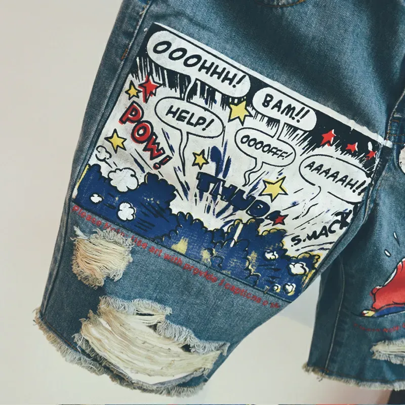 Fashion Mens Jeans Print Jean Shorts - image 9