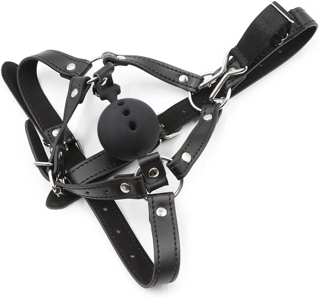 Adjustable Breathable Mouth Ball Gag with Nose Hook  BDSM Control