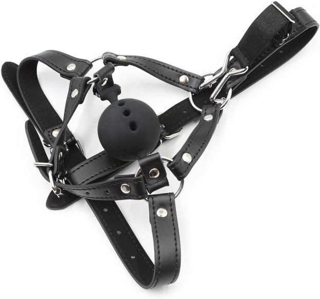 Adjustable Breathable Mouth Ball Gag with Nose Hook  BDSM Control