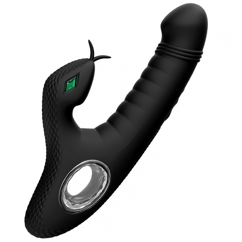 Snake-lnspired G-Spot Dildo Vibrator - Black - image 1