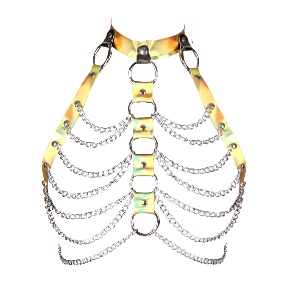 Laser-Cut Body Chain Harness Lingerie