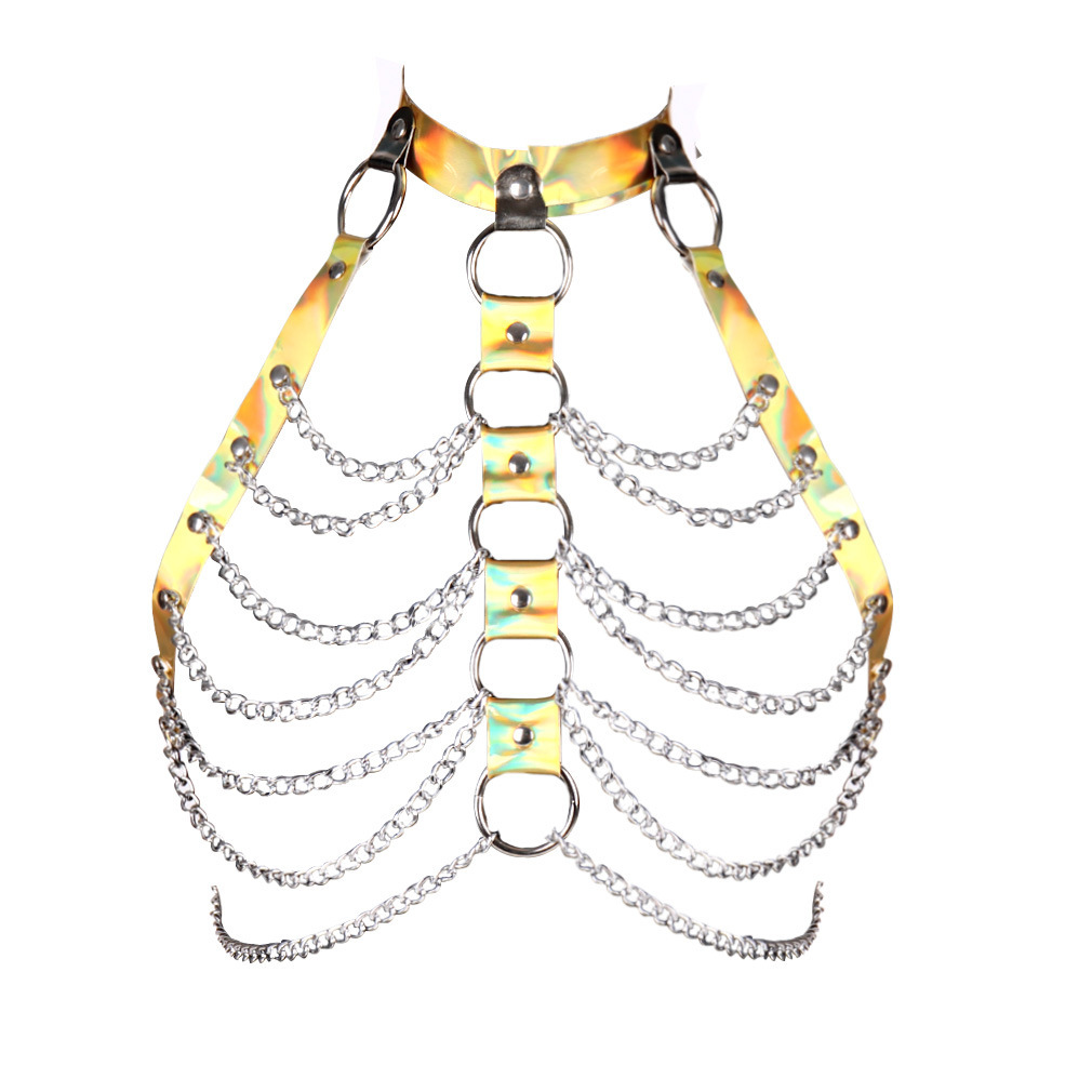 Laser-Cut Body Chain Harness Lingerie