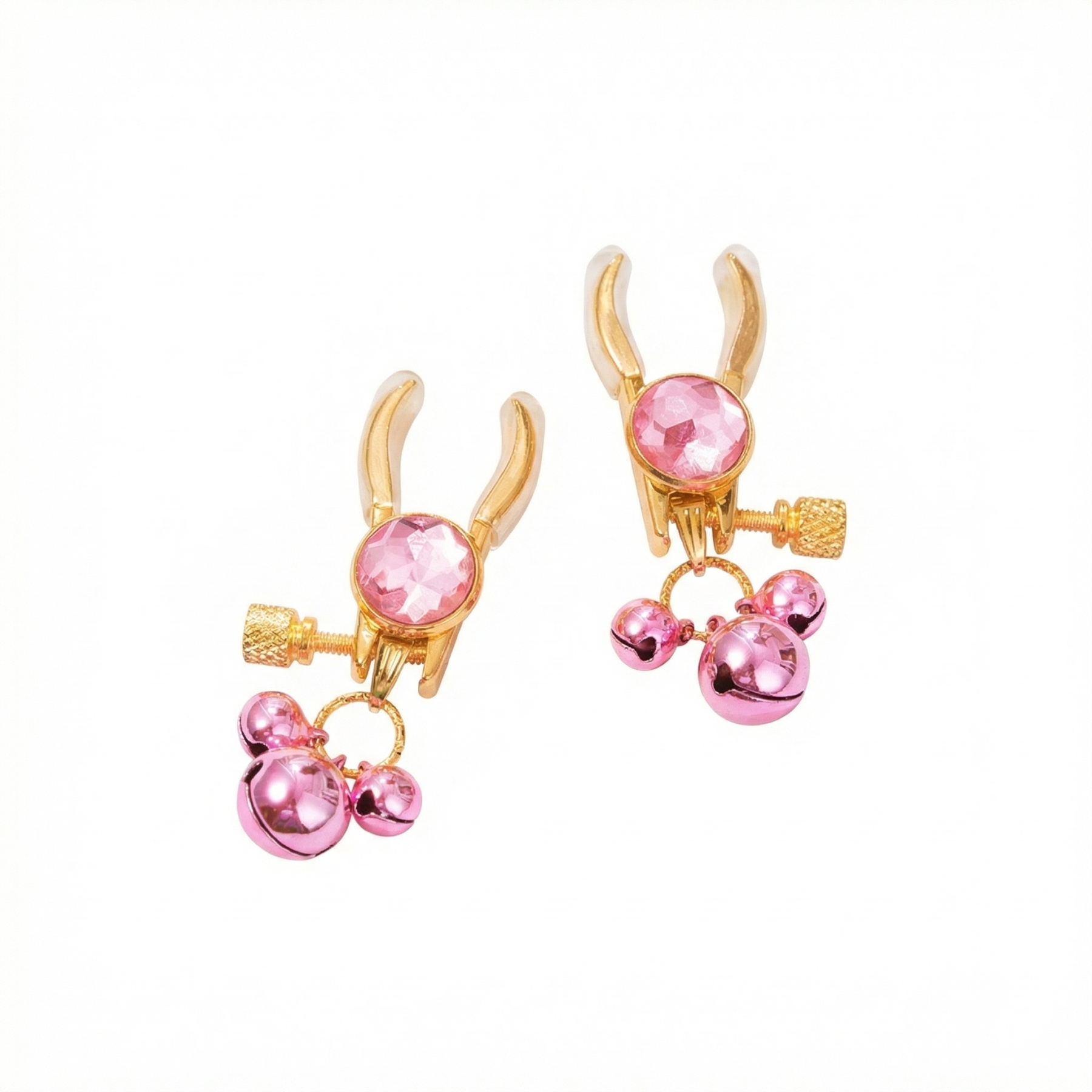 Bells Nipple Clamps Clips Rhinestone - Light Pink - image 5