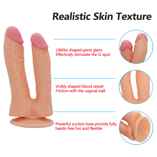 Realistic Suction Cup Double End Strap On Dildo – Wearable & Hands-Free