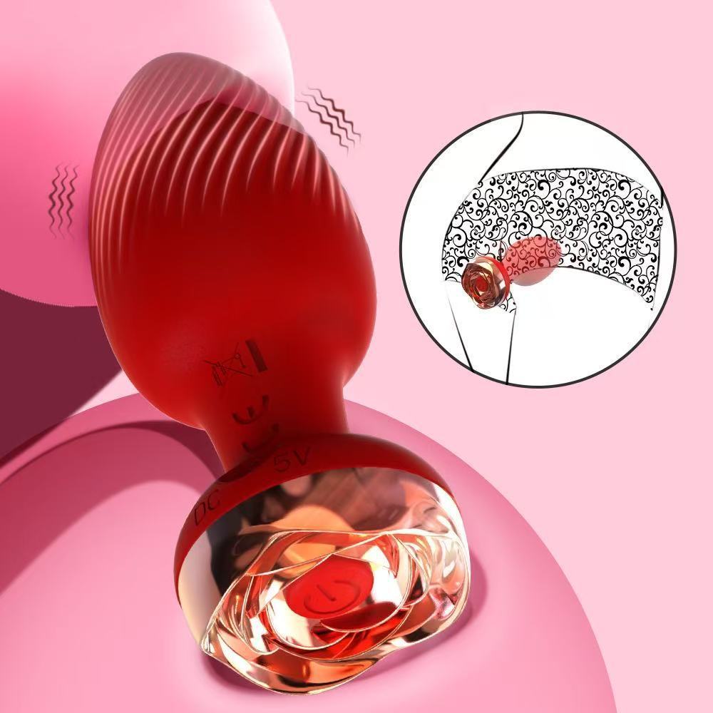 Rose Style Sex Toy Anal Plug Vibrator With Remote Wireless Control