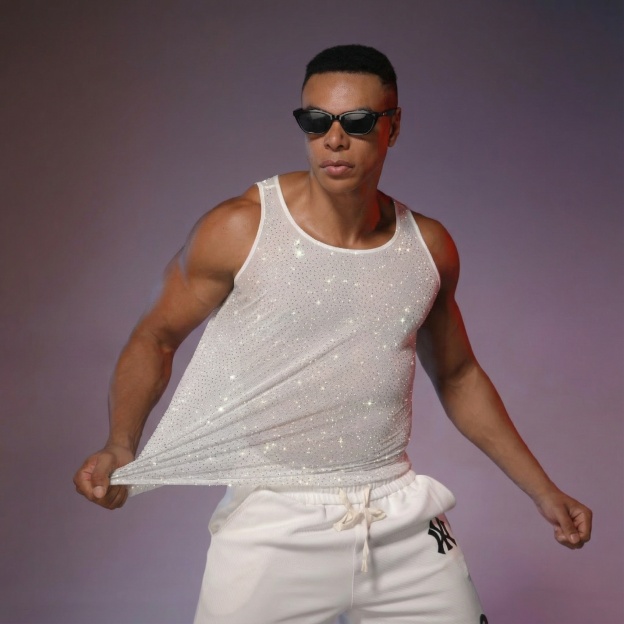 Starluxe Mesh Sparkle Top – Style G - White - One Size - image 1