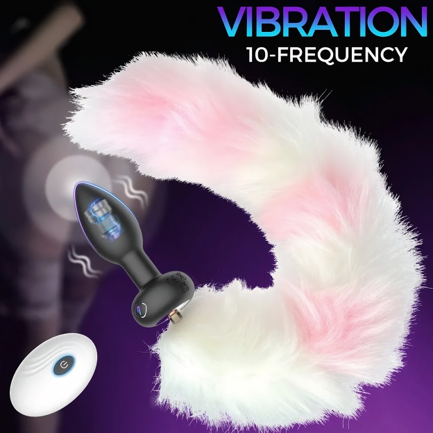 19.68" Long Slim Vibrating Fox Tail Plug With Remote Control - image 2