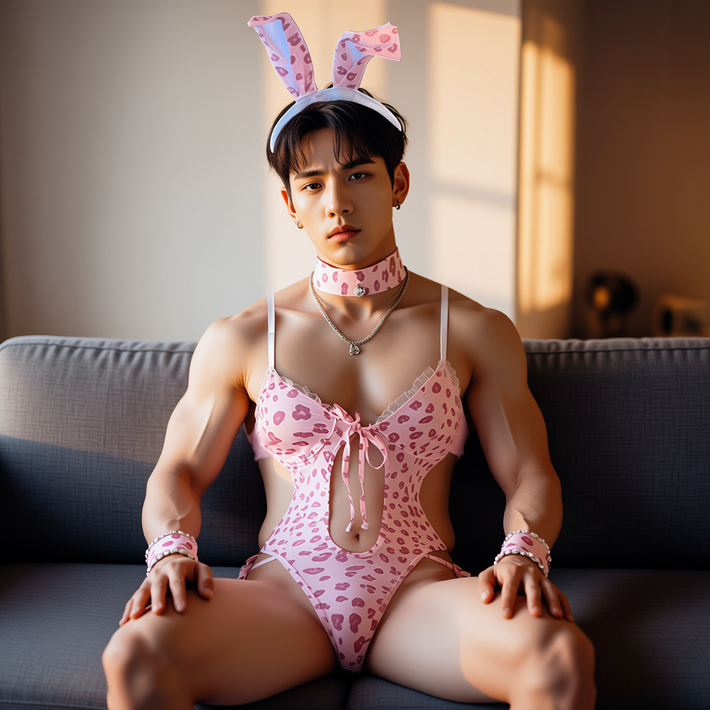 Pink Wildcat Bunny 3-Piece Men's Costume Set - image 4