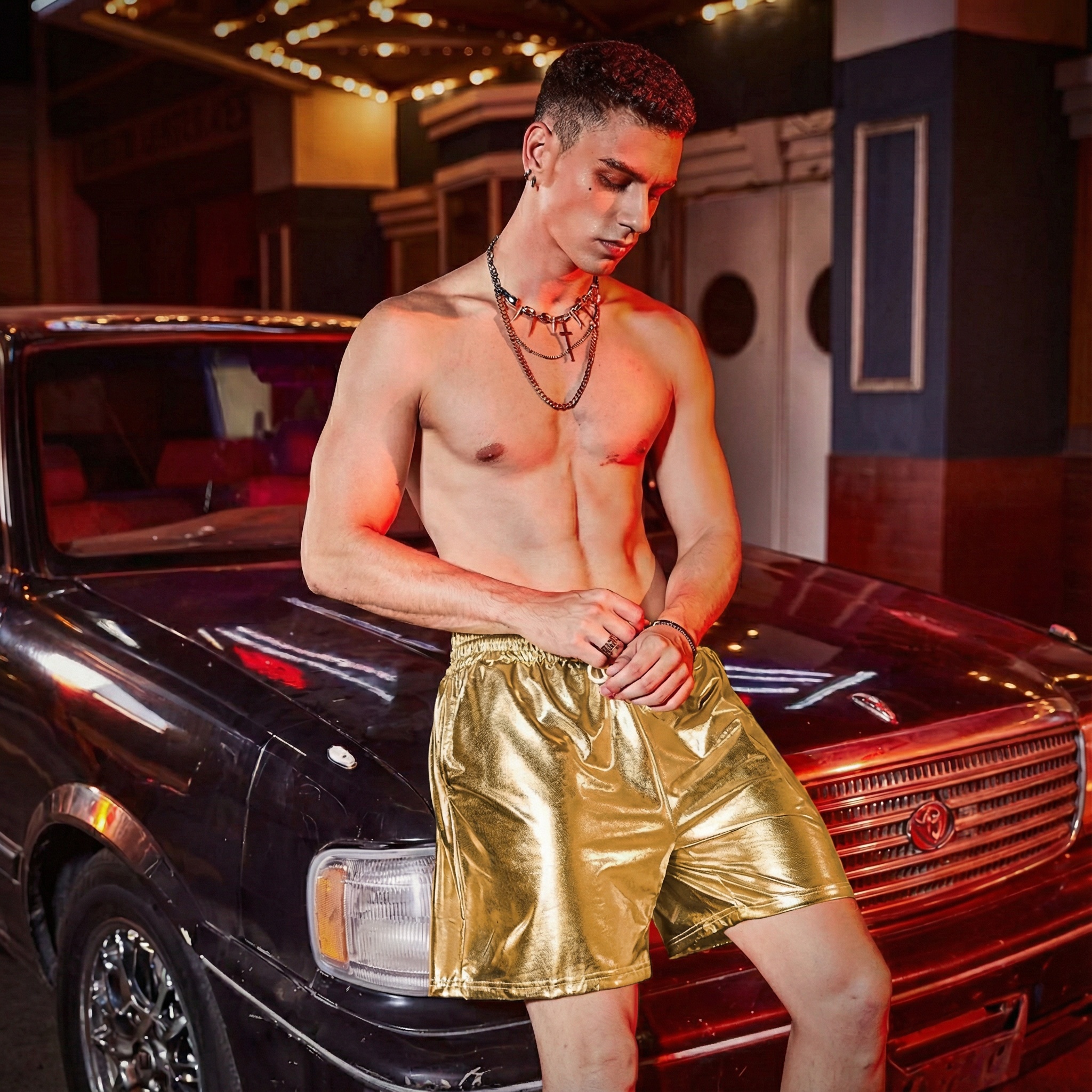 Mens Sexy Shorts Metallic Shiny Short Pants - image 8
