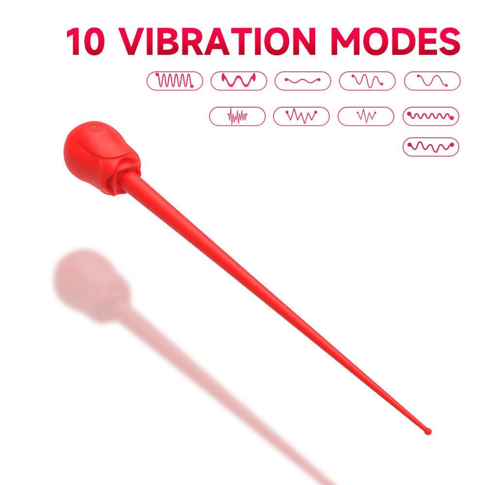 9.17" Silicone Rosebud Vibrating Urethral Wand-WeLovePlugs