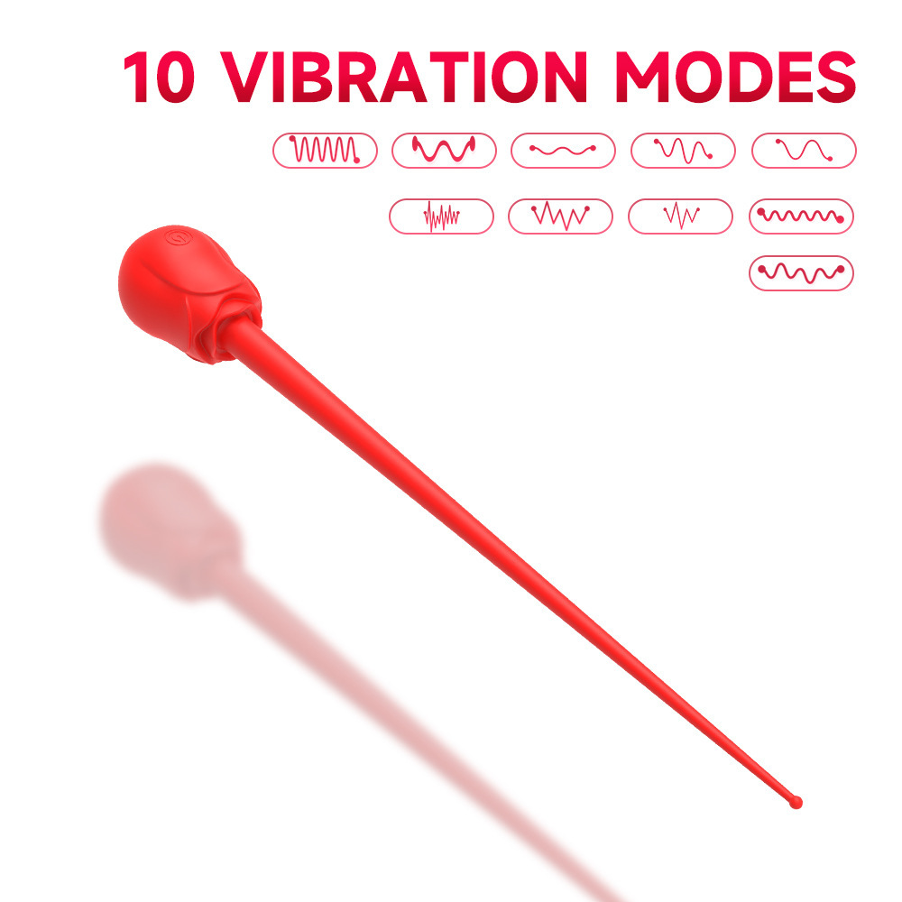 9.17" Silicone Rosebud Vibrating Urethral Wand-WeLovePlugs