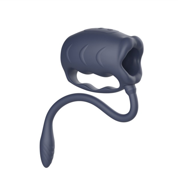 DualPulse Flex Cock Sleeve with Vibrating Bullet - Dark Blue - image 2
