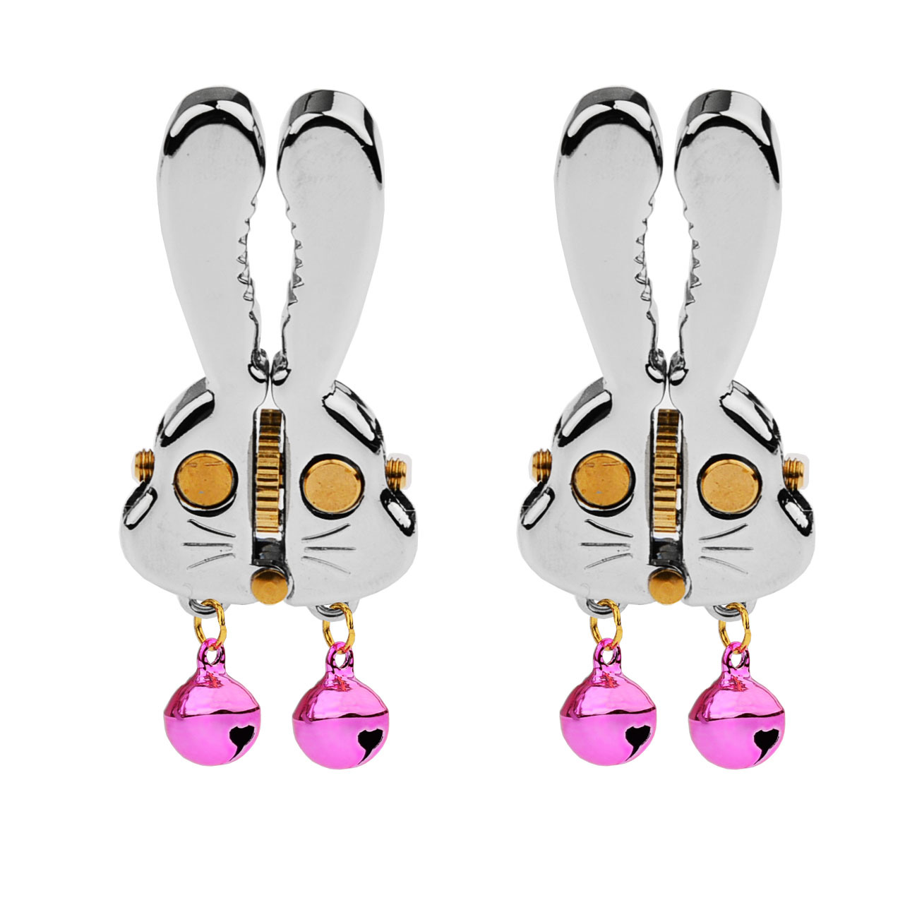 Adjustable Bunny Nipple Clamps – Sensory Play with Bells & BDSM Gear Control-WeLovePlugs