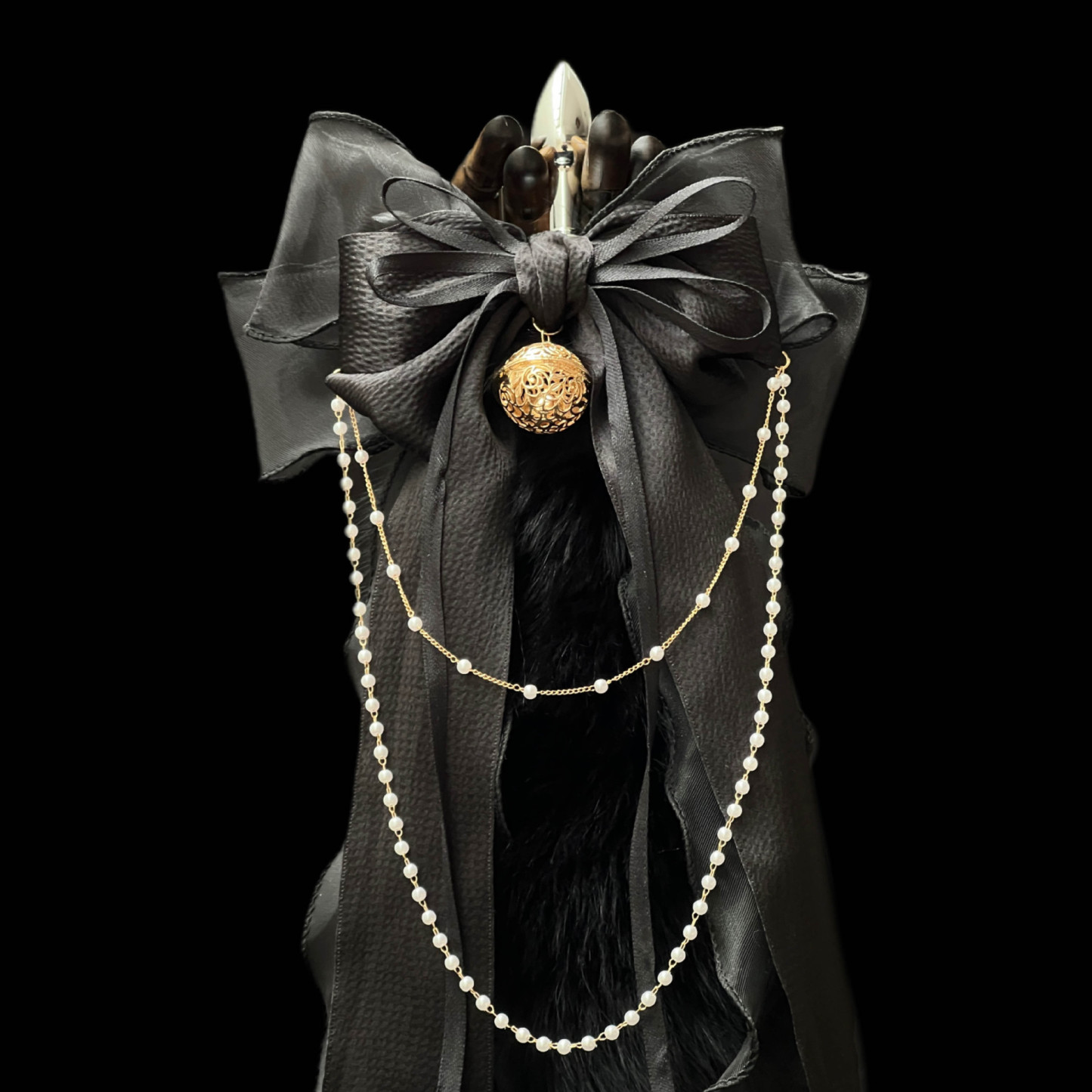 Luxury Fox Tail Plug Set – 15.7" Plush Tail With Pearl Chain & Interchangeable Plug Heads - image 4