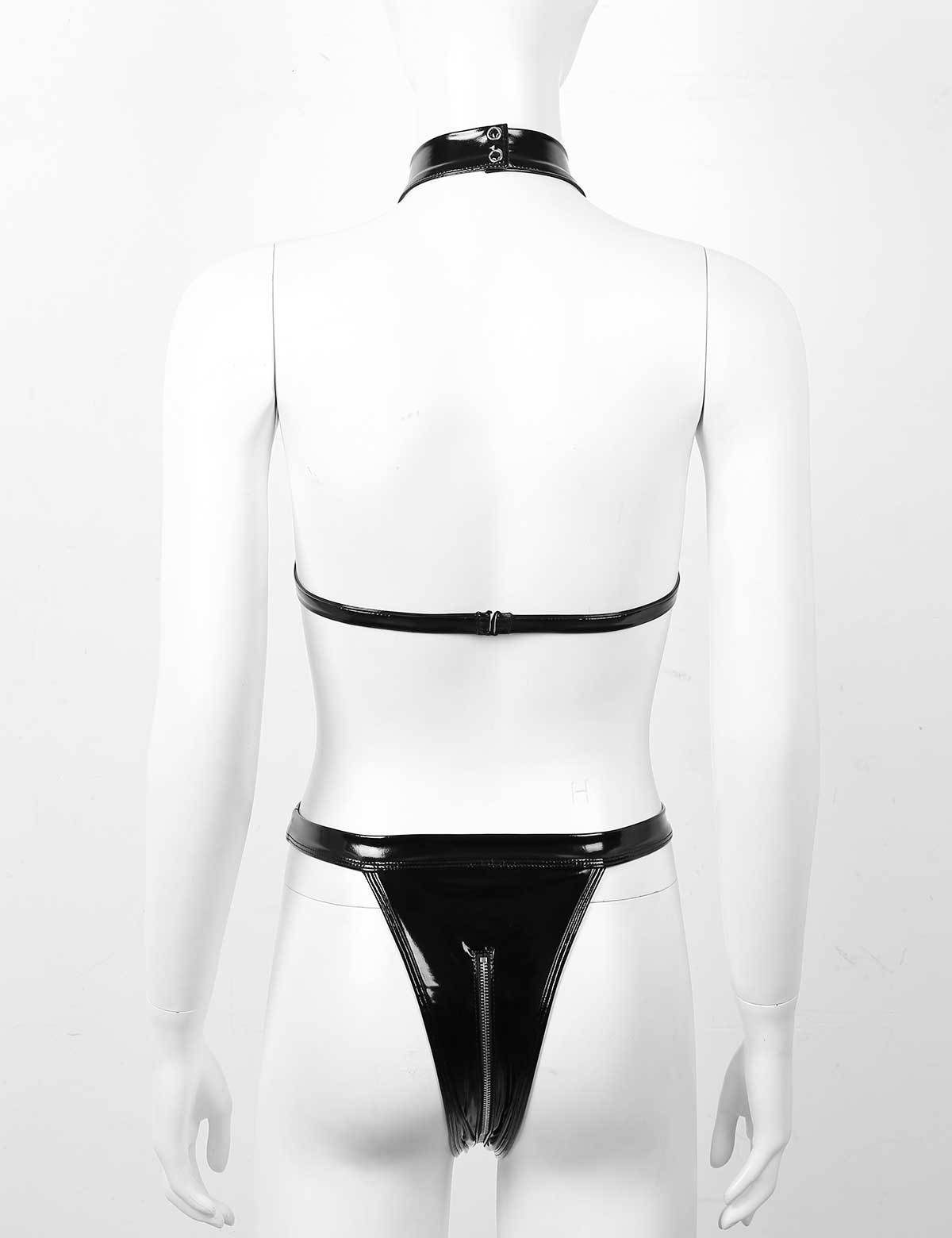 Sultry Wet-Look Patent Leather Bodysuit Lingerie-WeLovePlugs