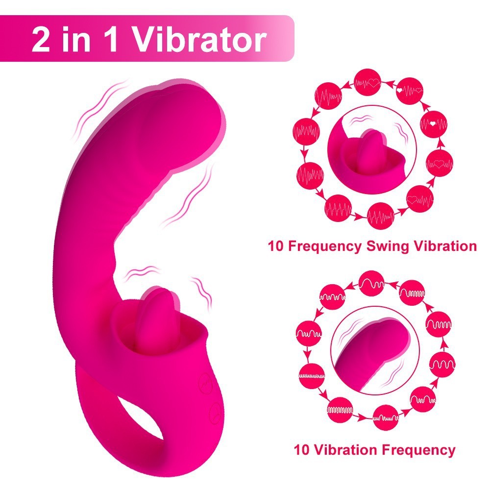 Waterproof Dildo Vibrator with Clit Licking Tongue – 10 Vibration Modes for Her-WeLovePlugs