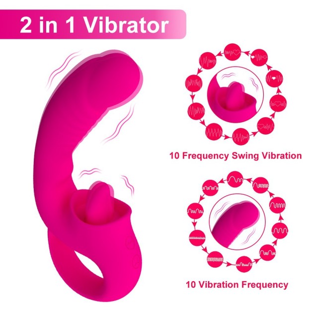 Waterproof Dildo Vibrator with Clit Licking Tongue – 10 Vibration Modes for Her-WeLovePlugs