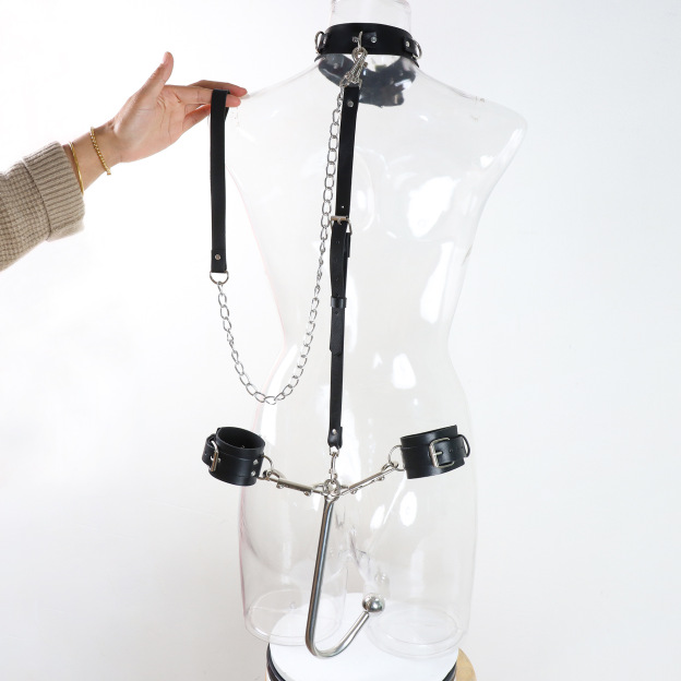 BDSM Handcuffs With Collar And Butt Plug Hook -WeLovePlugs