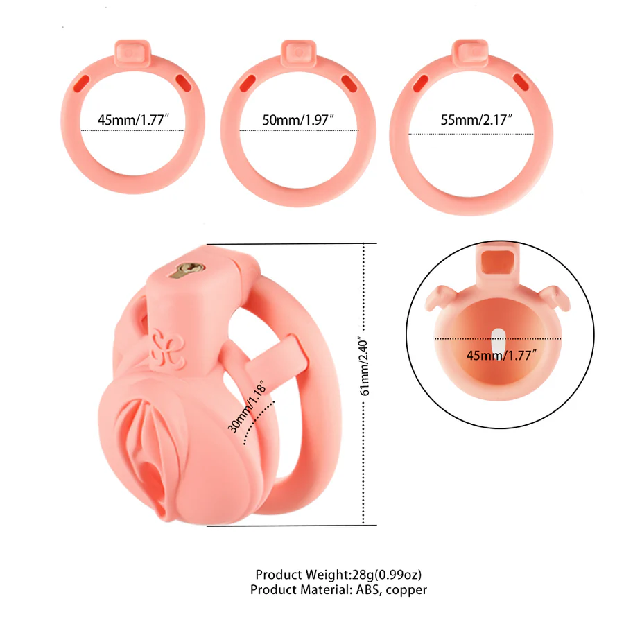 Pink Pride Sissy Pussy Shape Chastity Cage -WeLovePlugs