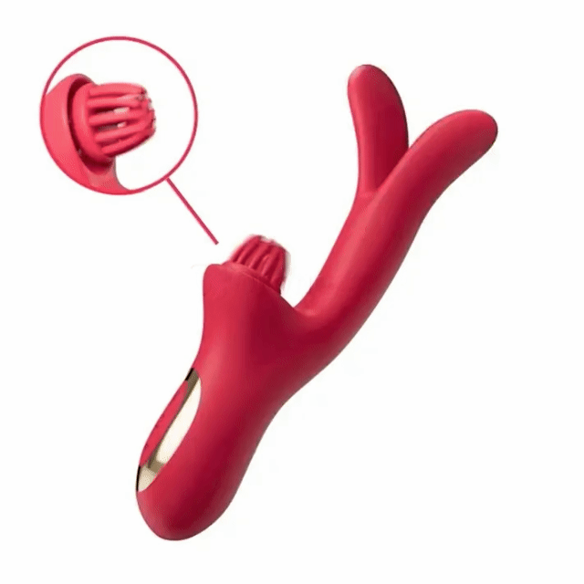 3-in-1 Come-hither Rabbit Vibrator - Red - image 6