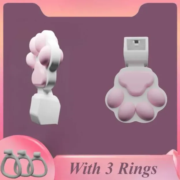 Cute Pink Paw Pad Chastity Cage - image 3