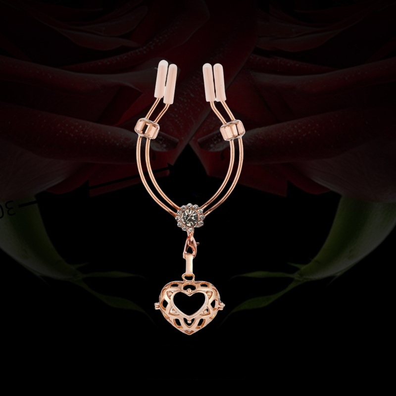 Rose Gold Nipple Clamps with Decorative Charms - D - image 1