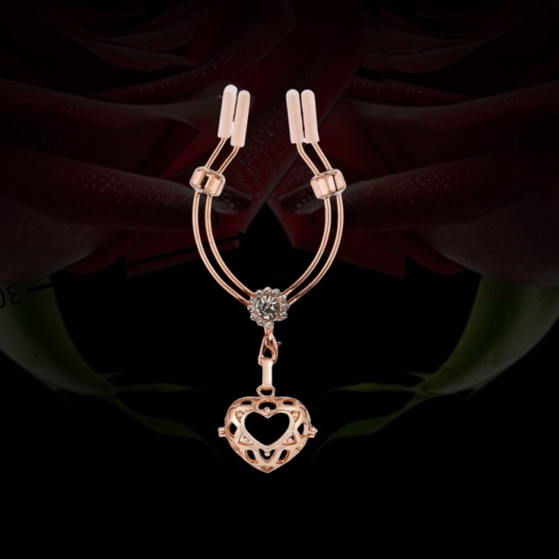Rose Gold Nipple Clamps with Decorative Charms - D - image 1