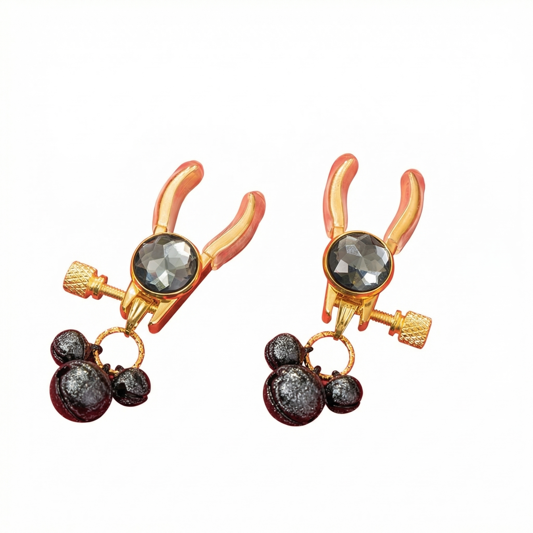 Bells Nipple Clamps Clips Rhinestone - Black - image 6