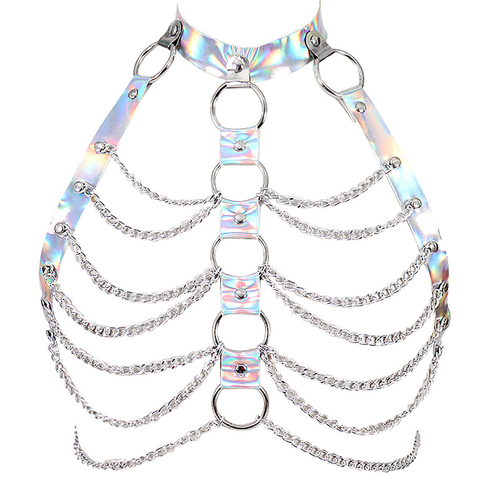 Laser-Cut Body Chain Harness Lingerie