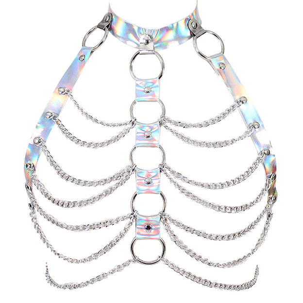 Laser-Cut Body Chain Harness Lingerie