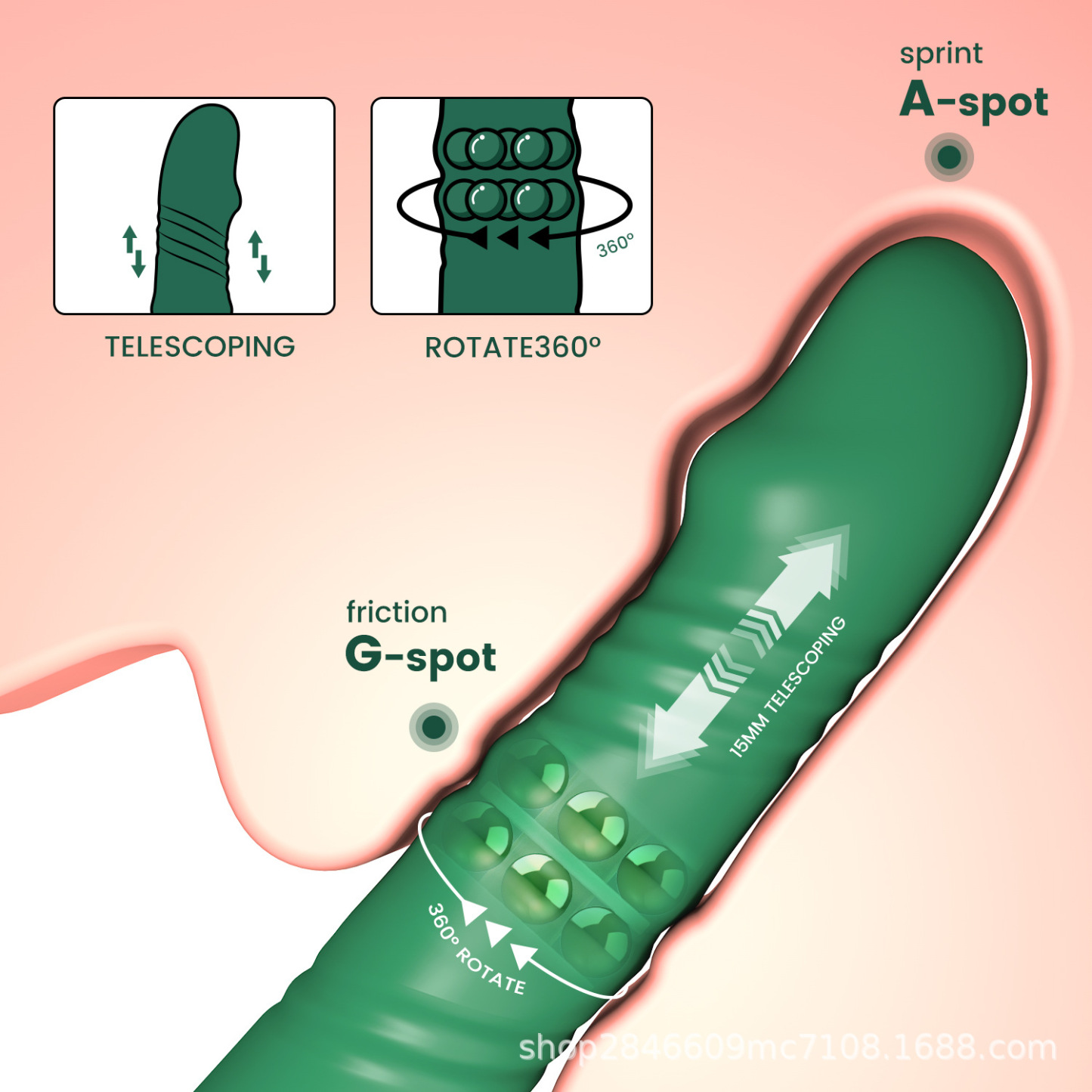 Thrusting Rotating Cucumber Vibrator Dildo G Spot Clit Massager