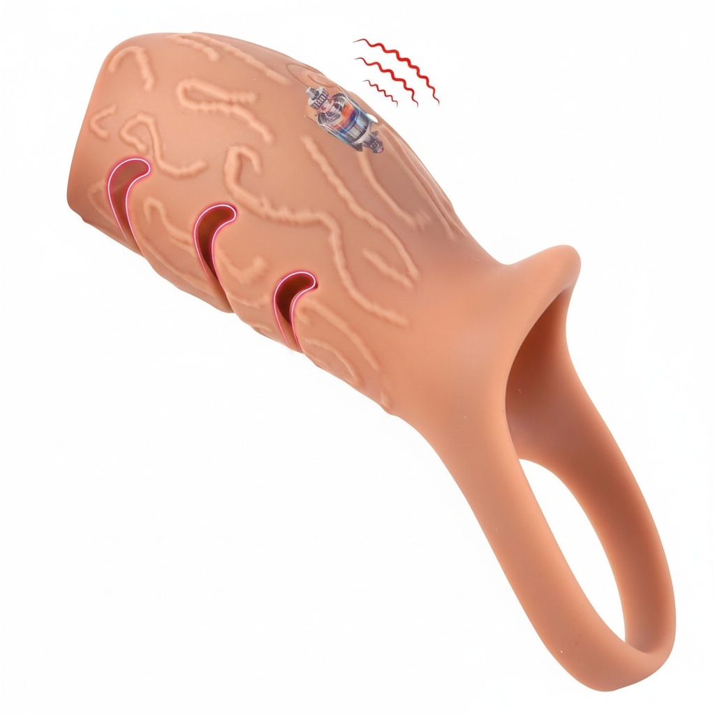 App Control Vibrating Penis Sleeve Cock Ring - Flesh Tone - image 7