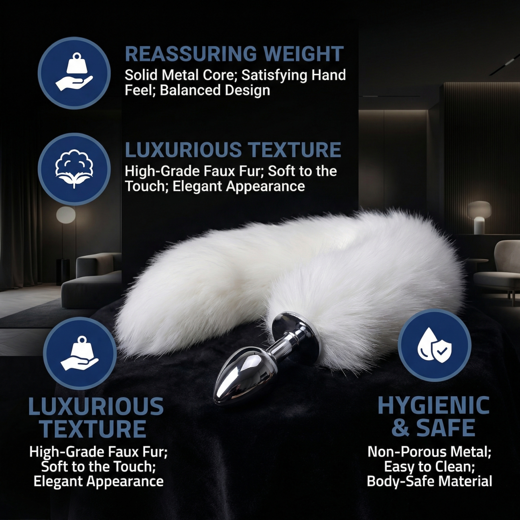 White Fox Tail Butt Plug • 18.1 Inch Tail - image 4