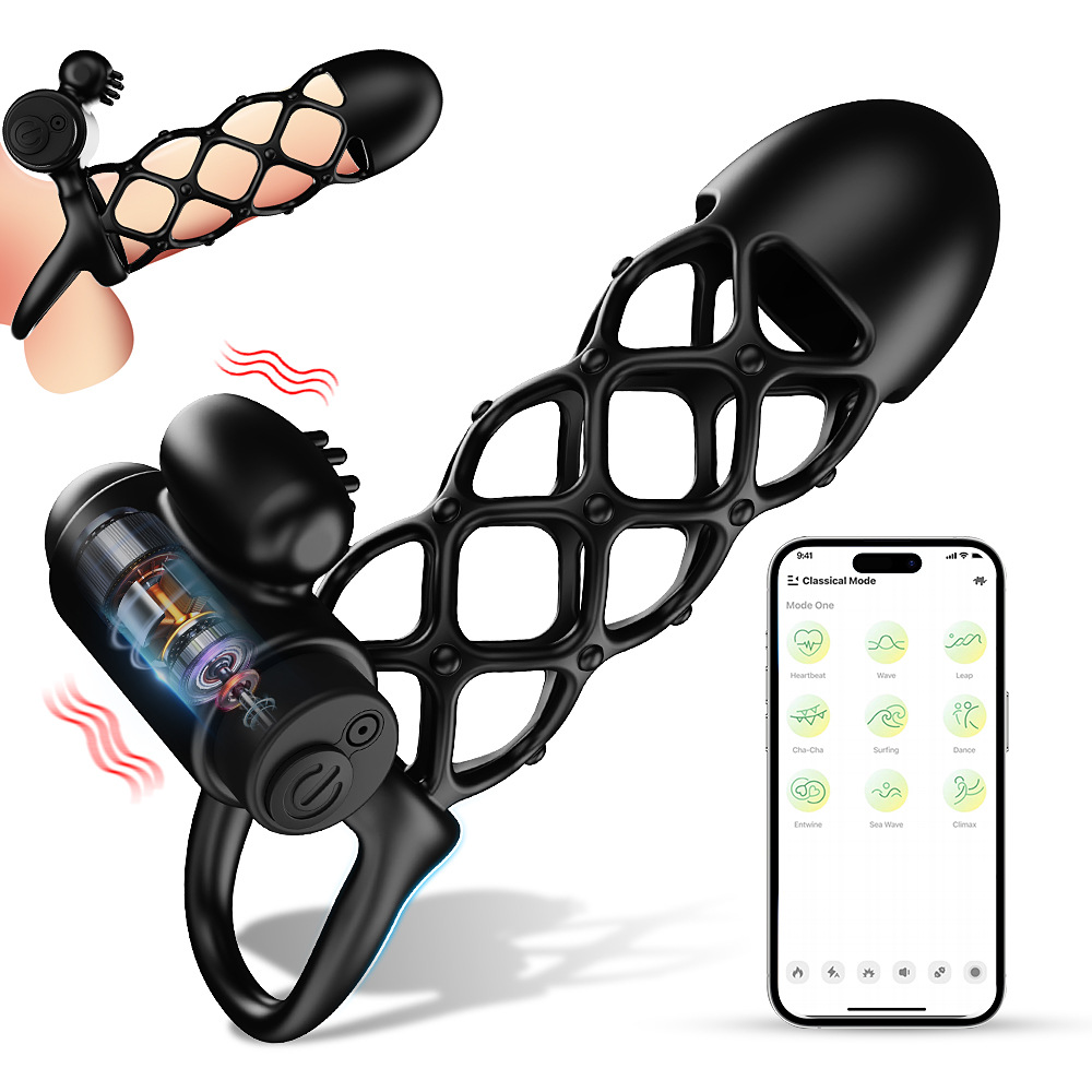 5'' Adjustable 10-Mode Vibrating Penis Sleeve - Black - image 7