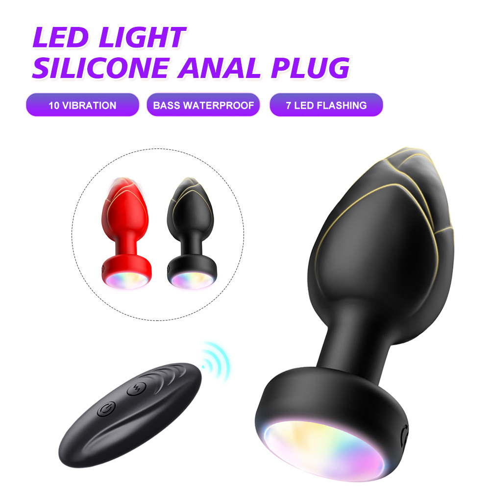 Led Light Up Butt Plug With 10 Vibration Modes with Remote  WeLovePlugs