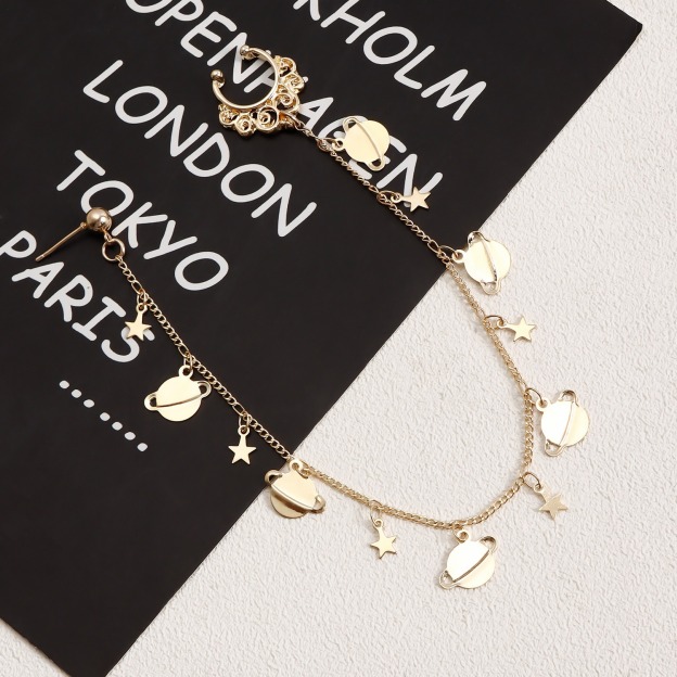 Boho Nose Chain Jewelry – Fake Septum Ring with Ear Hoop & Crystal Nose Ring-WeLovePlugs