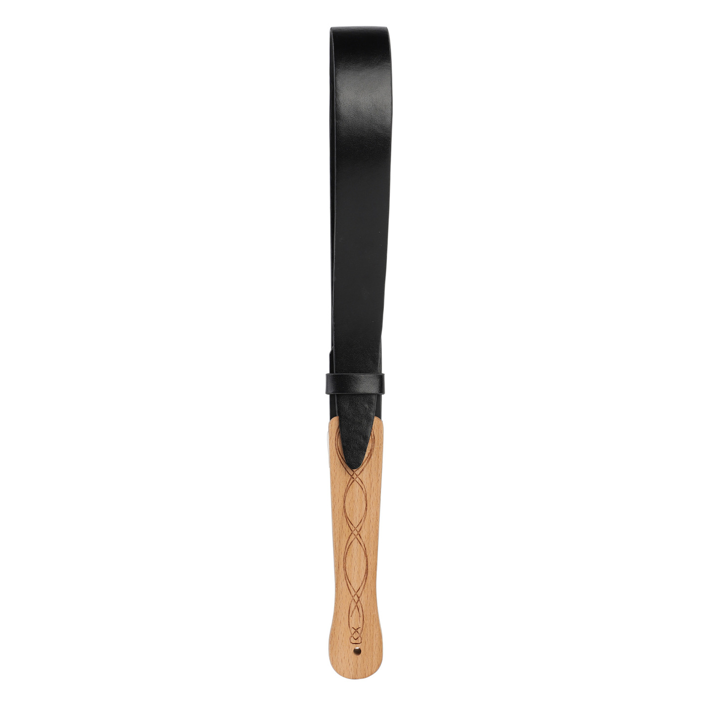 BDSM Leather Strap/Paddle Wood Handle Belt Paddle -Storage Bag Included-16.1x1.4inch,Black-WeLovePlugs