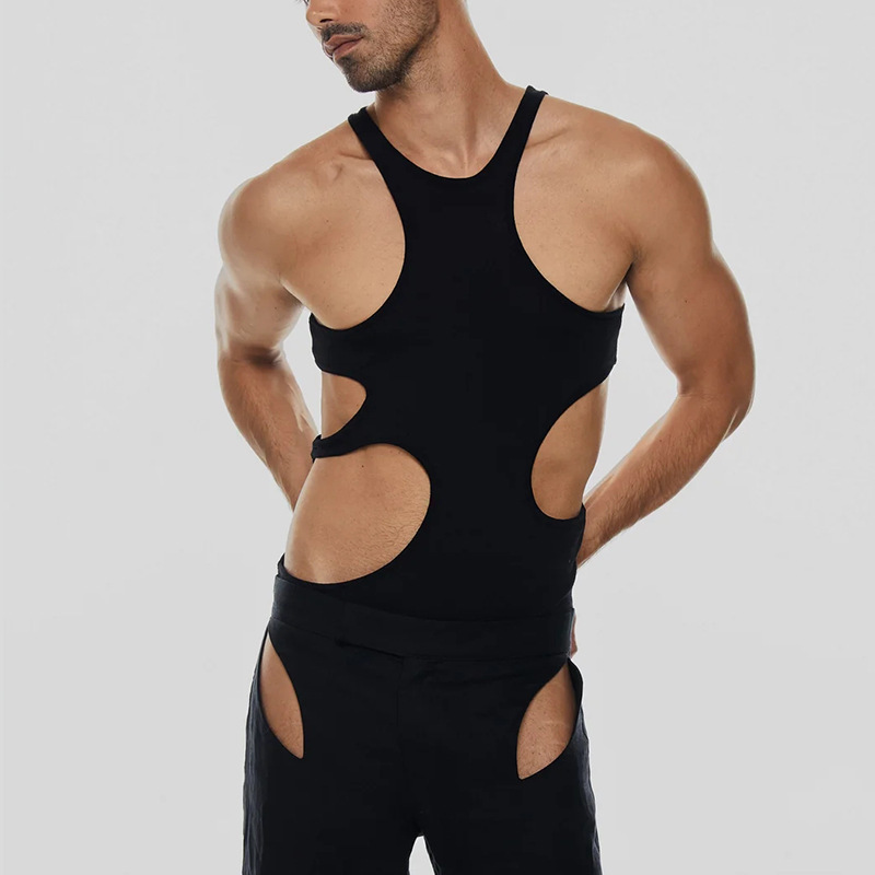 Men's Sexy and Fun Lingerie Vest T-Shirt - Black - XXL - image 6