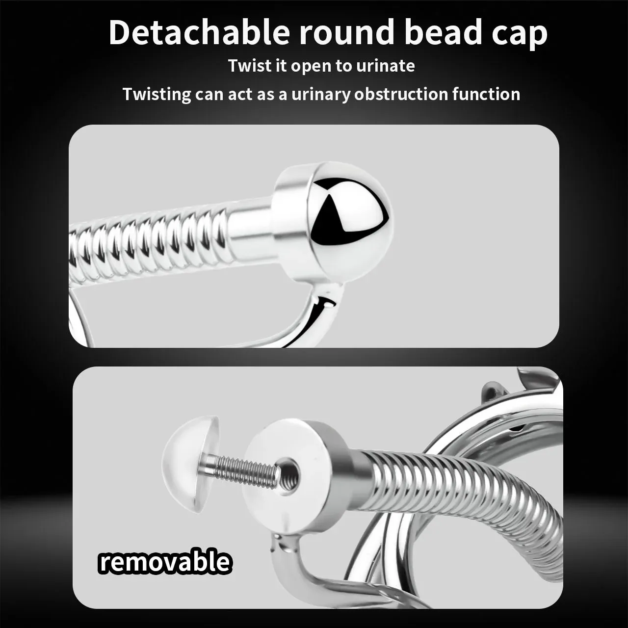 Stainless Steel Anti-escape Inverted Chastity Cage with Urethral Tube-WeLovePlugs