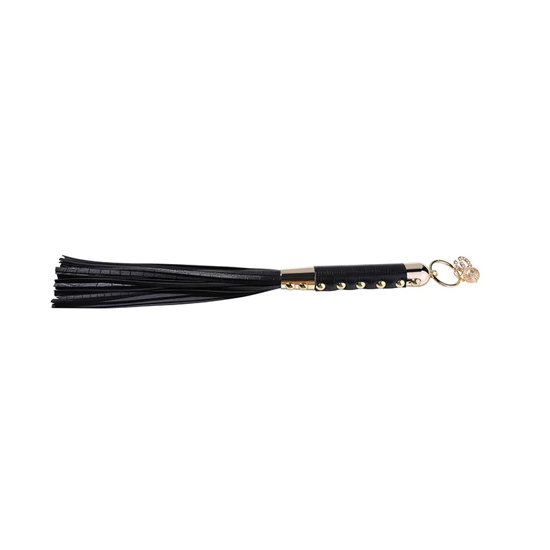 Noir Bell Leather & Metal Fringe Whip - image 1
